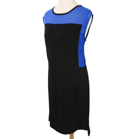 DKNYC Black & Cobalt Colorblock Shift Dress NWT - Picture 3 of 5